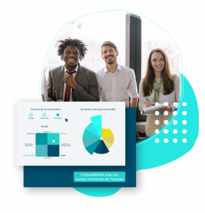 engagement collaborateurs - test de personnalité : 3 collaborateurs devant un graphique