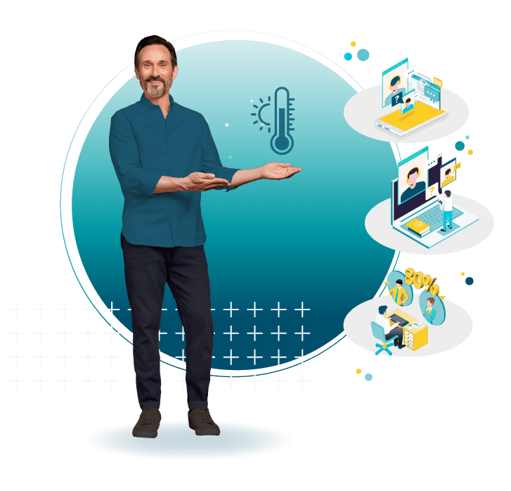 engagement collaborateur, 3 femmes salariées avec les icônes des 3 services